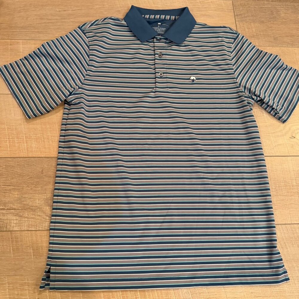 SOUTHERN SHIRT MENS SMALL GRAY GREEN STRIPED SMALL POLO DRI FIT SHORT SLEEVES
